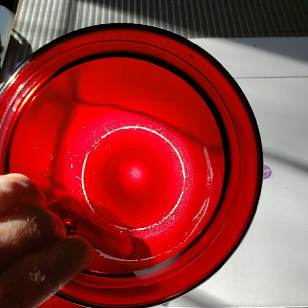 Anchor Hocking Ruby Red Glass Apple Container - Picture 3 of 5